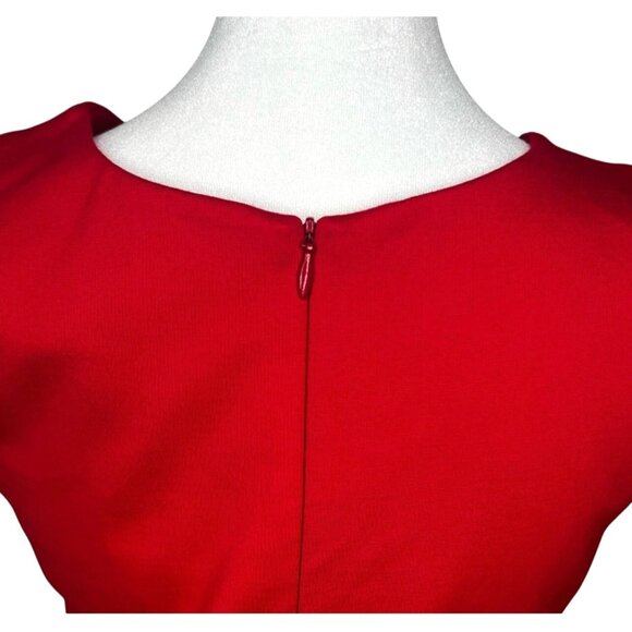 Amanda Uprichard Red Shosha Split Neck Ponte Mini Dress Back Zip Closure Medium - Picture 15 of 16